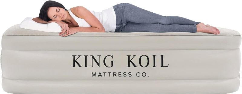 Photo 1 of King Koil Luxury California King Air Mattress with Built-in Pump for Home, Camping & Guests - 16” King Size Inflatable Airbed Luxury Double High Adjustable Blow Up Mattress, Durable Waterproof.
