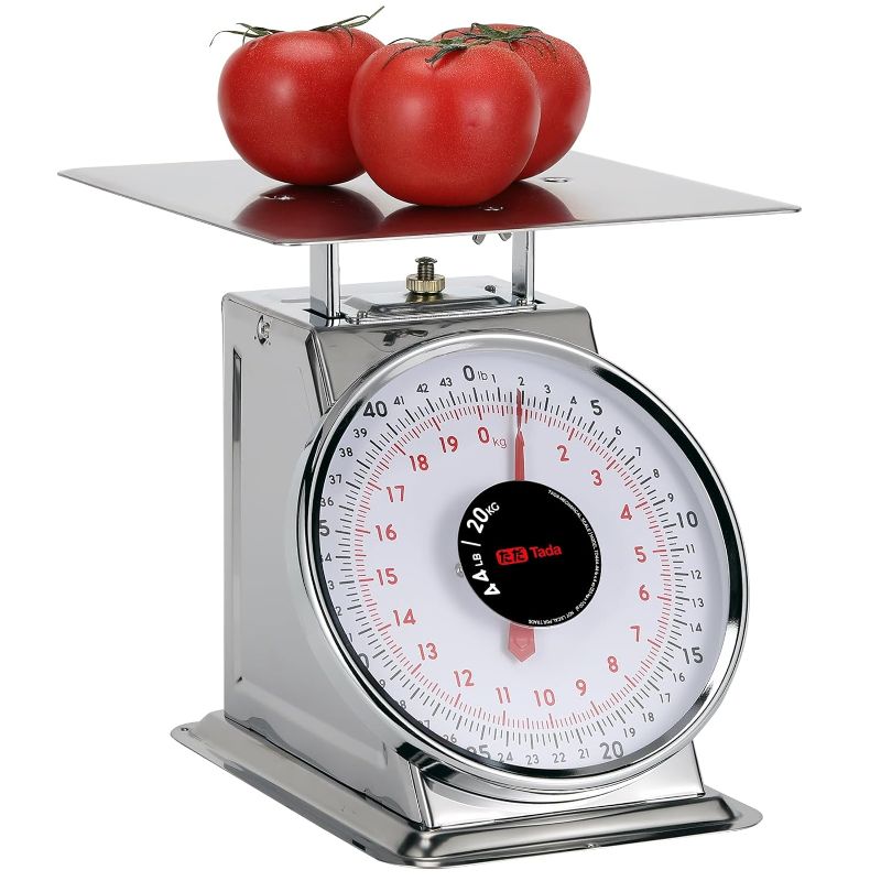 Photo 1 of Tada 110 LBS Stainless Steel Mechanical Kitchen Scale Heavy Duty Portion-Control Food Scale Produce Scale with Stainless Steel Platform
