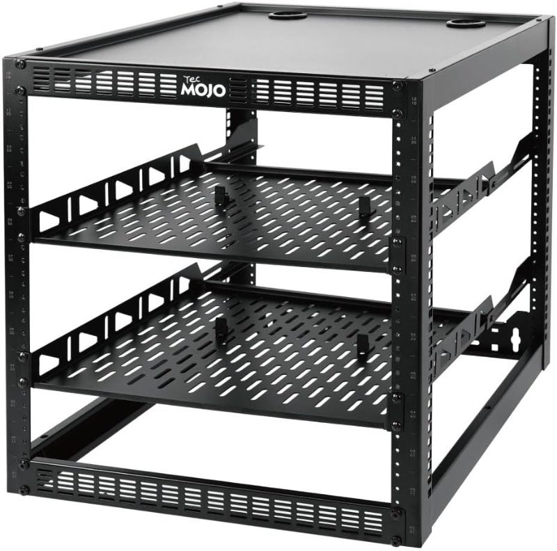 Photo 1 of Tecmojo12U Open Frame Network Rack for Servers & AV Gear,Server Rack Floor Standing or Wall Mounted,with 2 PCS 1U Server Rack Shelf & Mounting Hardware, AV Rack for 19" Networking,Servers and Audio
