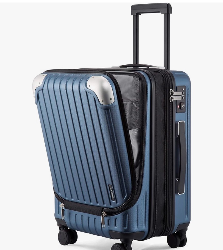 Photo 1 of LEVEL8 Grace Expandable Carry On Luggage Airline Approved, 20 Inch Hardside Carry On Suitcase with Wheels, Travel Harshell Spinner Small Luggage with Tsa Lock, Blue, 20-Inch Carry-On