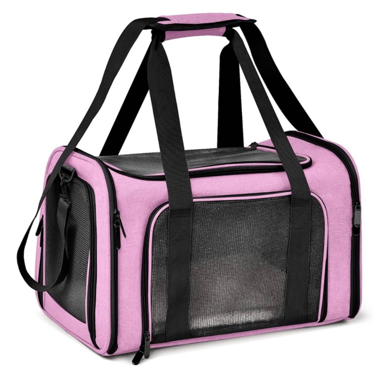 Photo 1 of Henkelion Large Cat Carriers Dog Carrier Pet Carrier for Large Cats Dogs Puppies up to 25Lbs, Big Dog Carrier Soft Sided, Collapsible Travel Puppy Carrier - Large - Pink