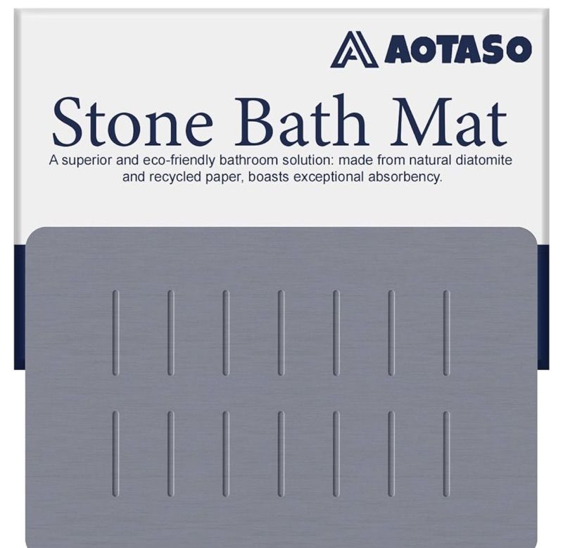 Photo 1 of Stone Bath Mats for Bathroom Large Diatomaceous Earth Shower Mat Non Slip Stone Bathroom Mat Quick Dry (15.4 x 23.6 inch, Grey)
