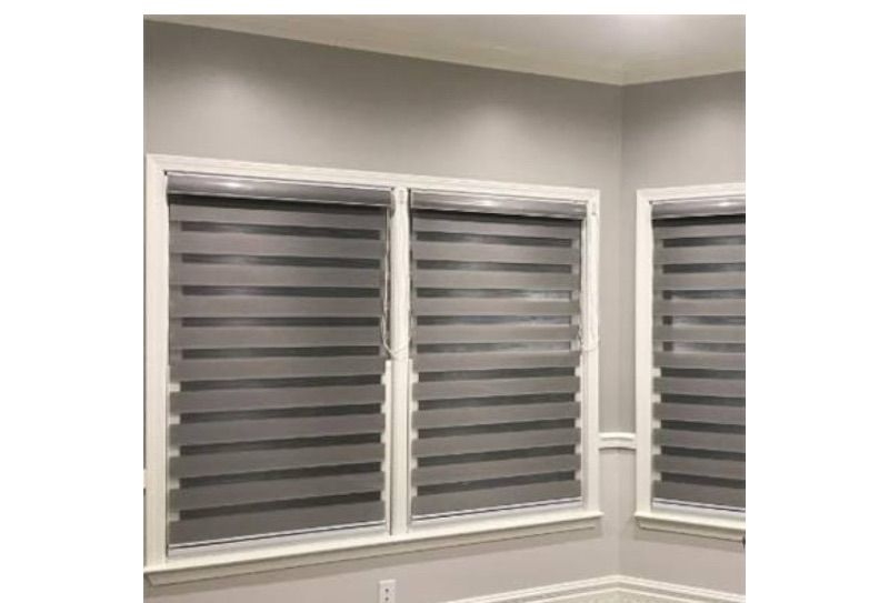 Photo 1 of Zebra Blinds for Windows Custom Size Basic Horizontal Shades Dual Layer Light Filtering Easy Install(Max Width 93", Max Length 97")(11 Colors for Choice)
