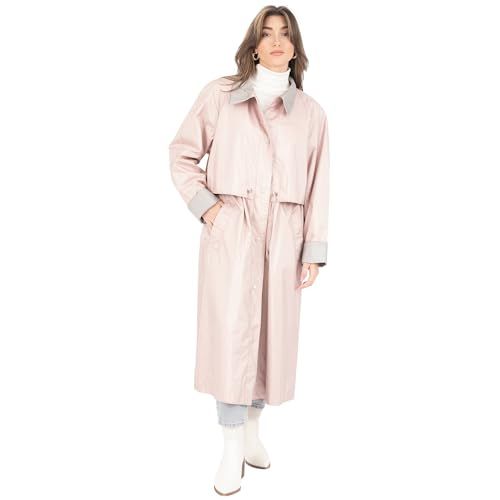 Photo 1 of Fleet Street Ltd. Women's Placket Snap Front Long Raincoat, Silver Pink SIZE 14
