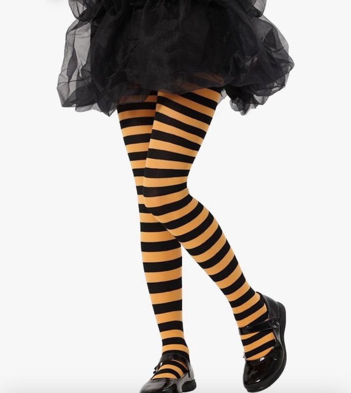 Photo 1 of MANZI Toddler Striped Tights Semi-Opaque Footed Girls Tights Pack of 2 XL