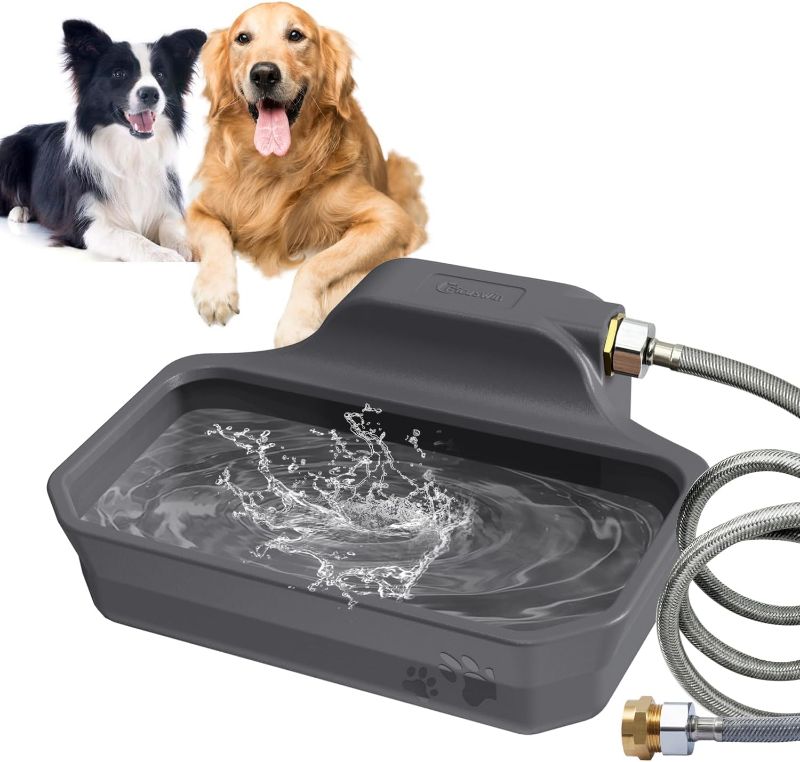 Photo 1 of 135OZ Automatic Water Dispenser for Large Dogs - Outdoor Animal Water Bowl with Water Fill Valve, 5ft Water Hose, Copper Connector - Dog Water Bowl Dispenser Extra-Large Drinking Area
