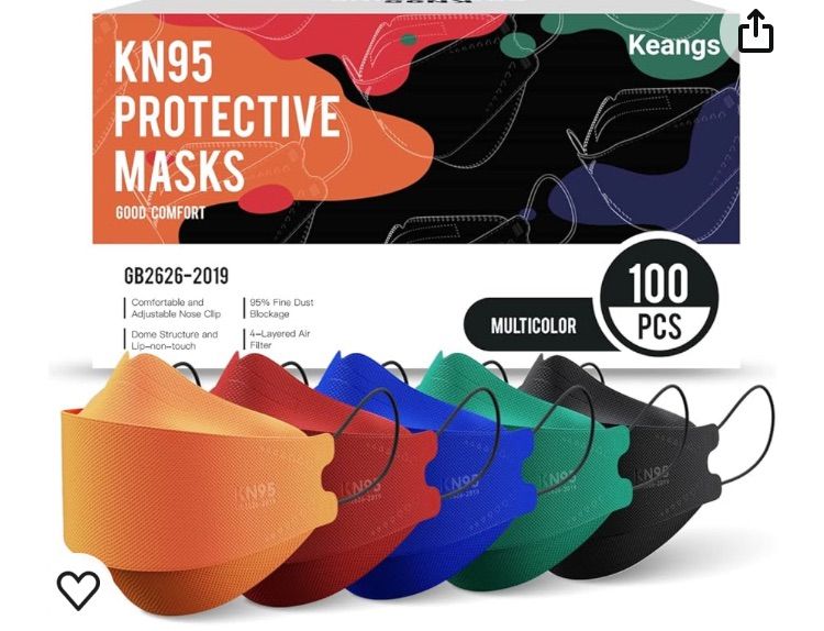 Photo 1 of Keangs KN95 Face Masks 100 Pack, Breathable Protective Disposable Mask For for Adults And Teens, Multicolor