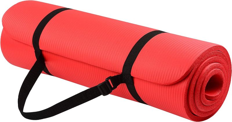 Photo 1 of Signature Fitness All Purpose 1/2-Inch Extra Thick High Density Anti-Tear Exercise Yoga Mat with Carrying Strap with Optional Yoga Blocks, Multiple Colors
