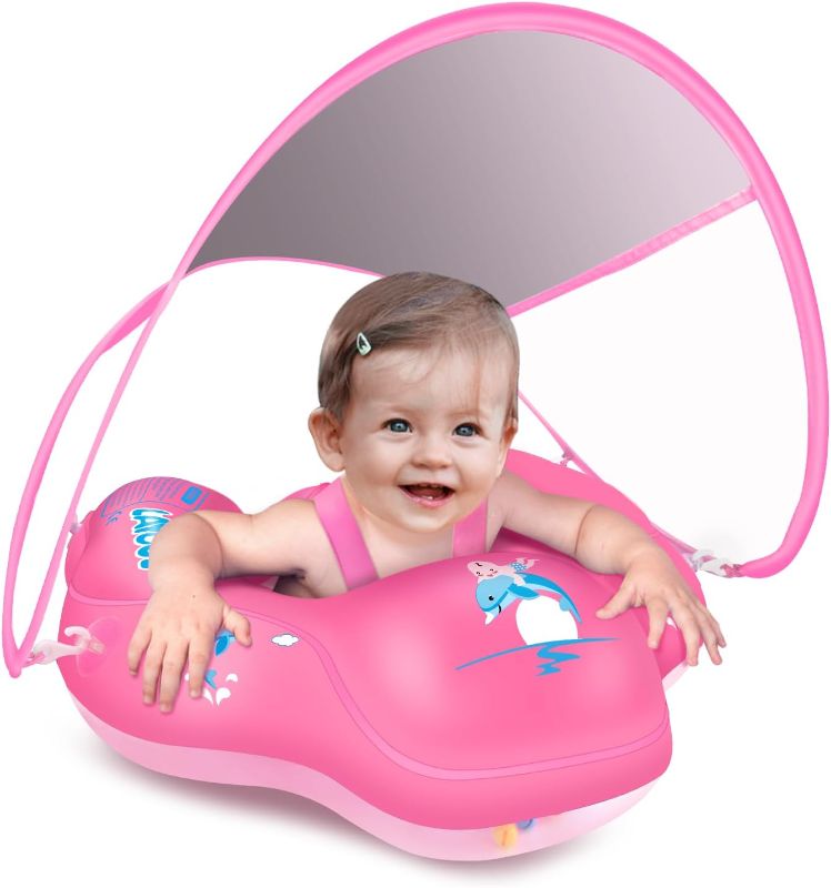Photo 1 of LAYCOL Baby Swimming Float Inflatable Baby Pool Float Ring Newest with Sun Protection Canopy,add Tail no flip Over for Age of 3-36 Months
