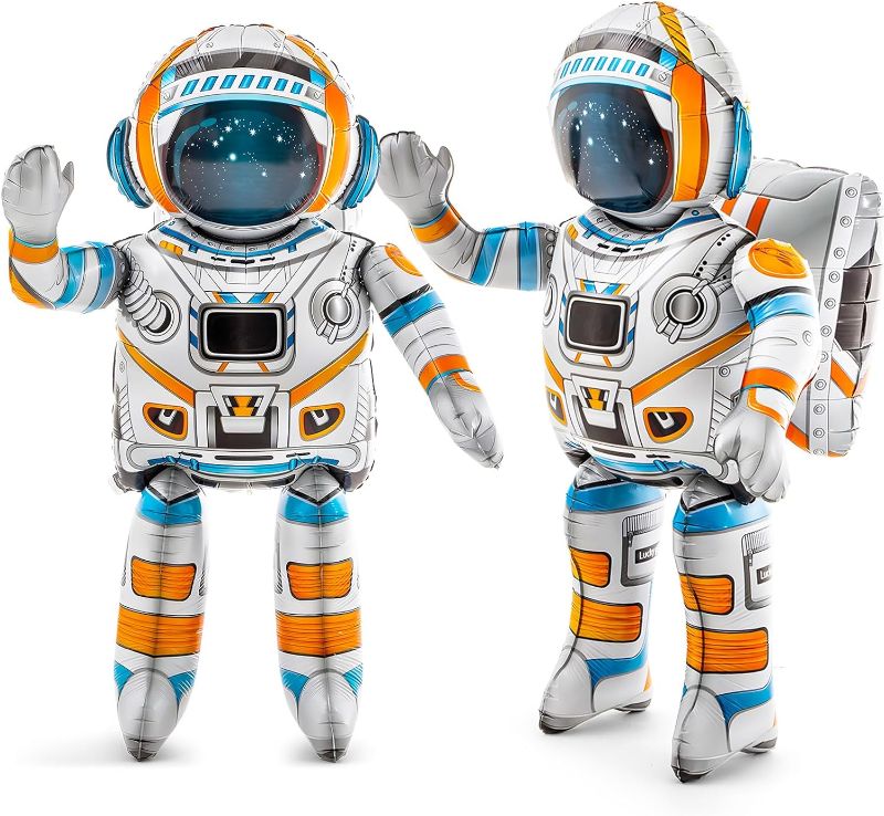 Photo 1 of 2 Pack 53 Inch 4D Standing Inflatable Astronaut Large Inflatable Astronaut Toys Astronaut Balloon Space Party Decorations Astronaut Inflates for Outer Space Galaxy Planet Theme Birthday Party Supplies
