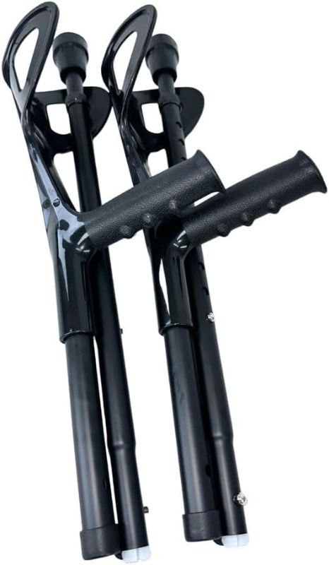 Photo 1 of OrthoStix Matte Black Folding Half Cuff Forearm Crutches Adult 4 Inch Cuff - Pair Canadian Elbow Lofstrand
