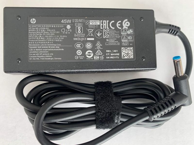 Photo 1 of Original Replacement for HP 45W Blue Tip AC Adapter for HP Pavilion 11 13 15;HP elitebook Folio 1040 g1;HP Stream 13 11 14;HP Spectre ultrabook 13, 741727-001, L25296-001, PA-1450-20HL, TPN-LA15.

