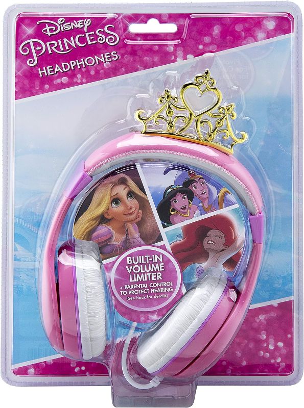 Photo 1 of Disney Princess Kids Headphones, Adjustable Headband, Stereo Sound, 3.5Mm Jack, Wired Headphones for Kids, Tangle-Free, Volume Control, Foldable, Childrens Headphones Over Ear for School Home, Travel
