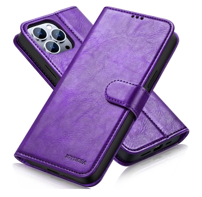 Photo 1 of iPhone 13 Pro Wallet Case, Luxury Leather Phone Case with Card Holder, iPhone 13Pro Phone Case with Magnetic, Stand, Shockproof Cover for iPhone 13 Pro 6.1 inch, Purple