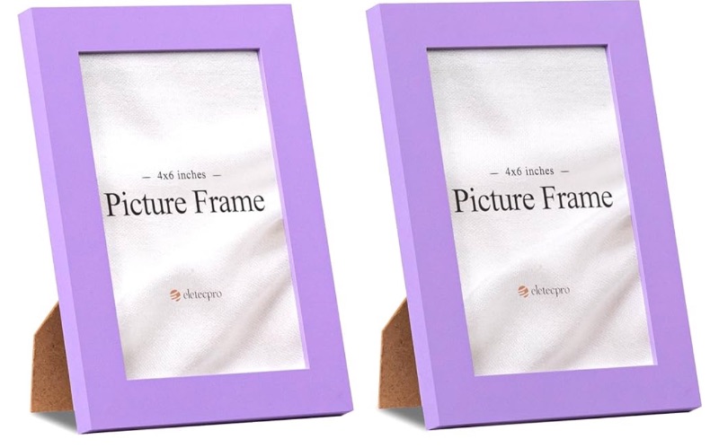 Photo 1 of eletecpro 4x6 Picture Frames, Made of Engineered Wood and Crystal Clear Acrylic Cover for 4x6 Photo Display, Colorful Kids Photo Frame for House Decor on Wall & Tabletop, Purple, 1 Pack