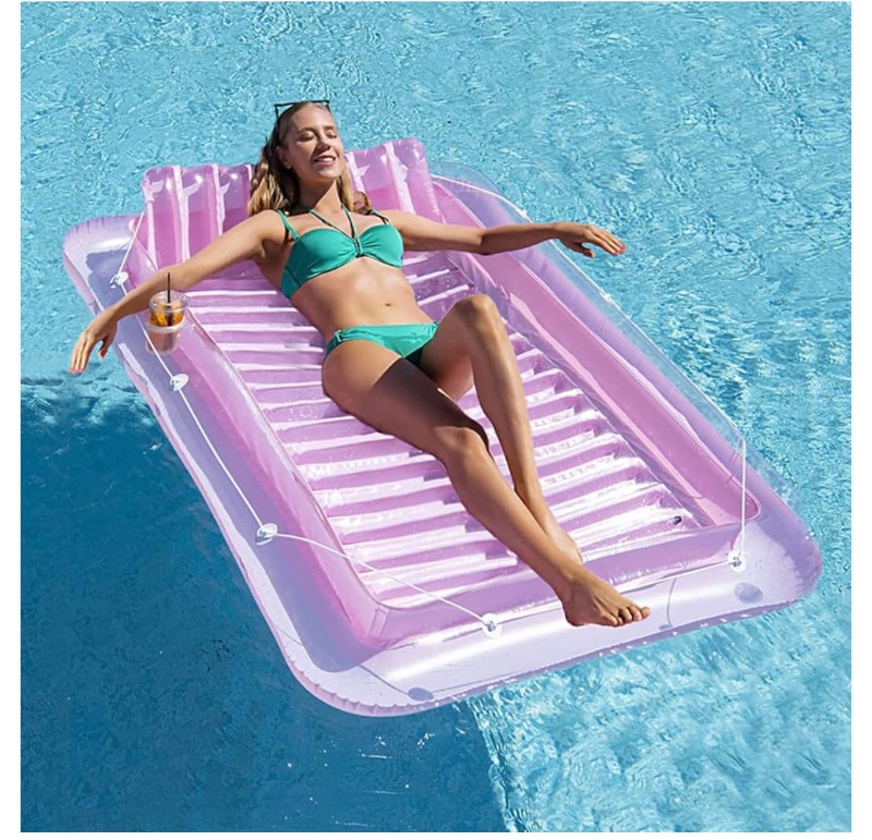 Photo 1 of Inflatable Pool Floats Boat for Adults, Blow Up Tanning Pool Raft Tub with Inflatable Pillow for Family Outdoor, Garden, Backyard Summer Water Party (14+ Year Old)