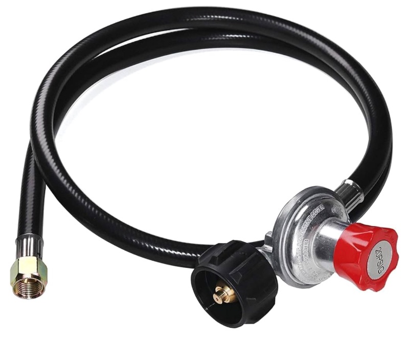 Photo 1 of DOZYANT 4 Feet High Pressure Propane 0-20 PSI Adjustable Regulator with QCC1 / Type1 Hose - Fits for Propane Burner Turkey Fryer Smoker and More Appliances - Safety Certified