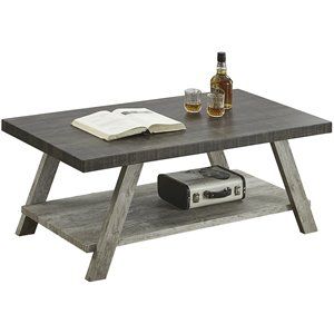Photo 1 of Roundhill Furniture the Gray Barn Cedar Ridge Contemporary Replicated Wood Shelf Coffee Table
