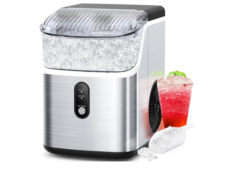 Photo 1 of COWSAR Nugget Ice Makers Countertop, Soft Chewable Crushed Ice Maker Machine, Portable Pebble Ice Maker Countertop, 34Lbs/Day, Self-Cleaning, One-Button Operation Ice Machine for Home Kitchen Party