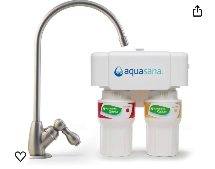 Photo 1 of Aquasana 2-Stage Under Sink Water Filter System - Kitchen Counter Claryum Filtration - Filters 99% Of Chlorine - Brushed Nickel Faucet - AQ-5200.55