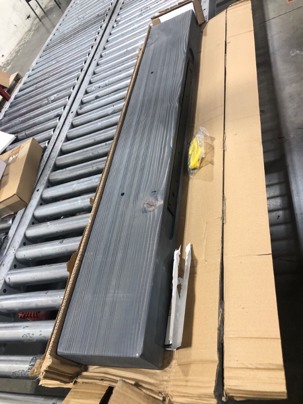 Photo 1 of BoscoMondo 48 Inch Fireplace Mantel - Solid Rustic Wood - Wall Mounted Floating Farmhouse Shelf - with Invisible Heavy Duty Metal Bracket (48", Grey) 48" Grey