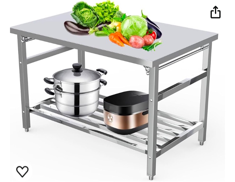 Photo 1 of Stainless Steel Prep Table 48 x 24 Inch, NSF Commercial Heavy Duty Stainless Steel Folding Work Table with Undershelf, Stainless Steel Kitchen Island, Laundry Folding Table, Outdoor Cooking Table