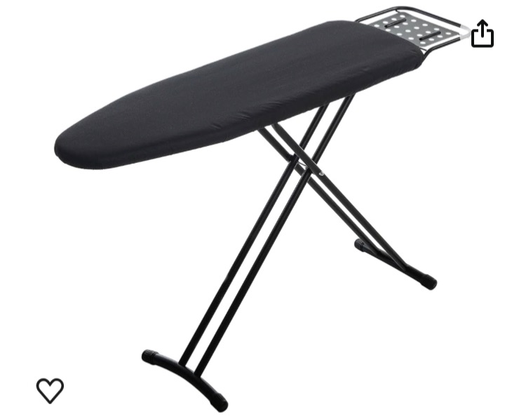 Photo 1 of Ironing Board Full Size, RAINHOL 54"x13" Heavy Duty Compact Iron Board with Iron Rest, Heat Resistant Cover with Ultra Thick Padding, Height Adjustable Sturdy Iron Stand, Black