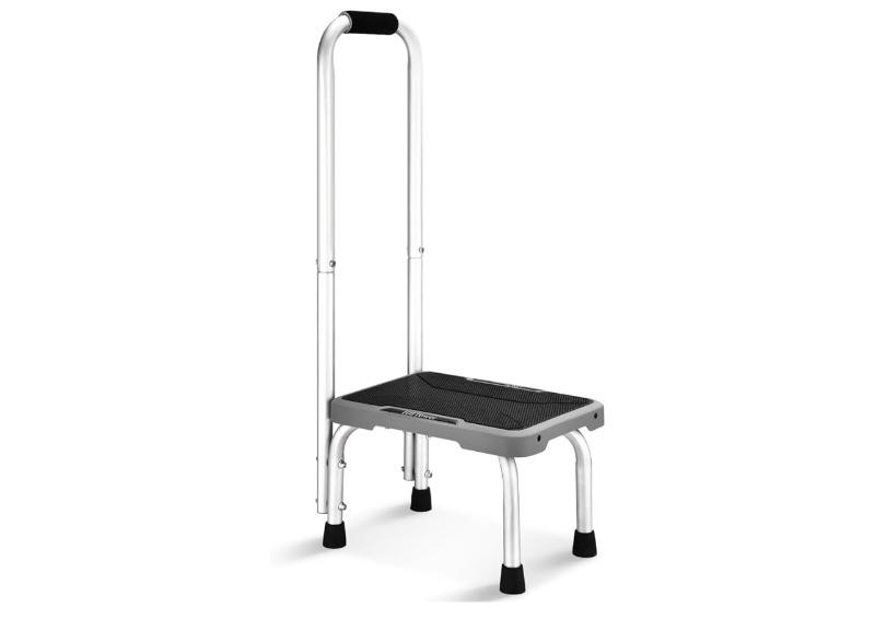 Photo 1 of HBTower Aluminum Step Stool with Handle for Elderly, Lightweight Step Stools for Adults Seniors with Non-Slip Rubber Feet, Stepping Stools for Bedroom Kitchen Bathroom, Bed Steps for High Beds