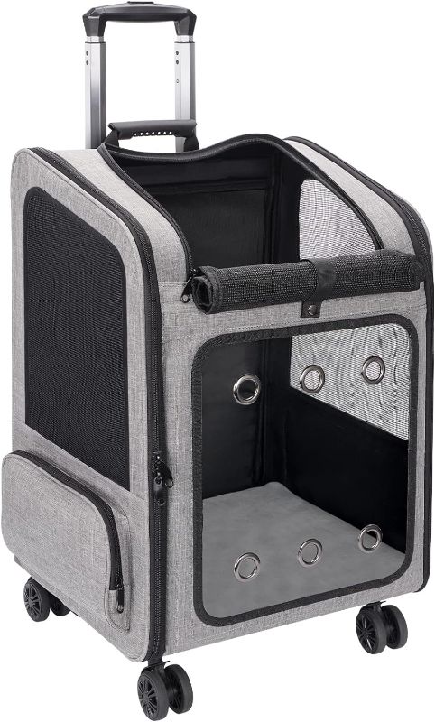 Photo 1 of Extra Large Pet Carrier Backpack with Wheels Cats Under 30 Lbs, for Dogs Puppies Rabbits Other Animals Under 25 Lbs, Great for Travel/Hiking/Outdoor Use
