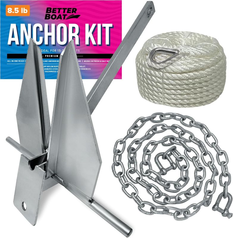 Photo 1 of Heavy Boat Anchor Kit Fluke Anchor with Anchor Chain and Boat Anchor Rope Set for Including Boat Anchors for Different Size Boats Pontoon, Deck, Fishing, and Sail
