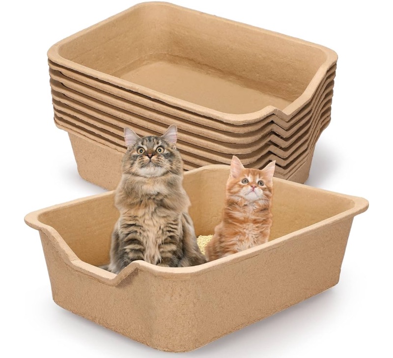 Photo 1 of 5 Pack Extra Large Disposable Cat Litter Box 22.4 x 17.9 x 6.9'' Paper Cat Litter Tray Pet Litter Pan Large Disposable for Cats Rabbits Sturdy Portable Litter Liners Box Indoor Outdoor Travel