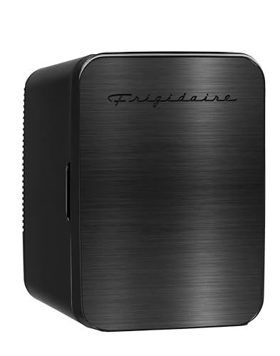 Photo 1 of Frigidaire Mini Personal Fridge Cooler, Countertop, Holds up to 10L/15 Cans, Brushed Black Stainless Rugged Design, Portable for Skincare, Makeup, Car
