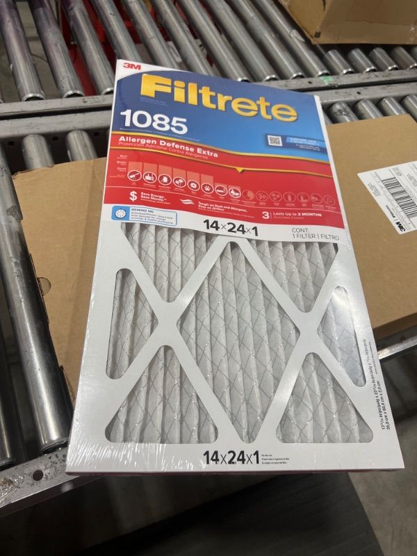 Photo 2 of 3M 14''x24''x1'' Filtrete 1085 Micro Allergen Pleated Air Filters - White
