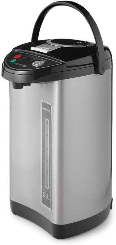 Photo 1 of Chefman Electric Hot Water Pot Urn w/ Manual Dispense Buttons, Safety Lock, Instant Heating for Coffee & Tea, Auto-Shutoff/Boil Dry Protection, Insulated Stainless Steel, 5.3L/5.6 Qt/30+ Cups
