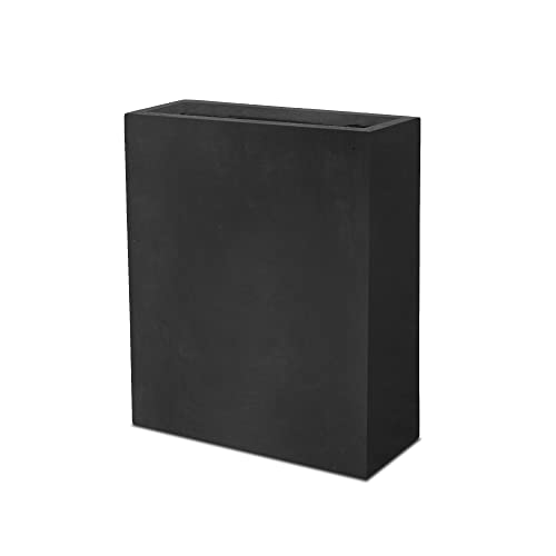 Photo 1 of 27 in. Tall Large Square Black Concrete Metal Indoor Outdoor Planter Pot W/Drainage Hole