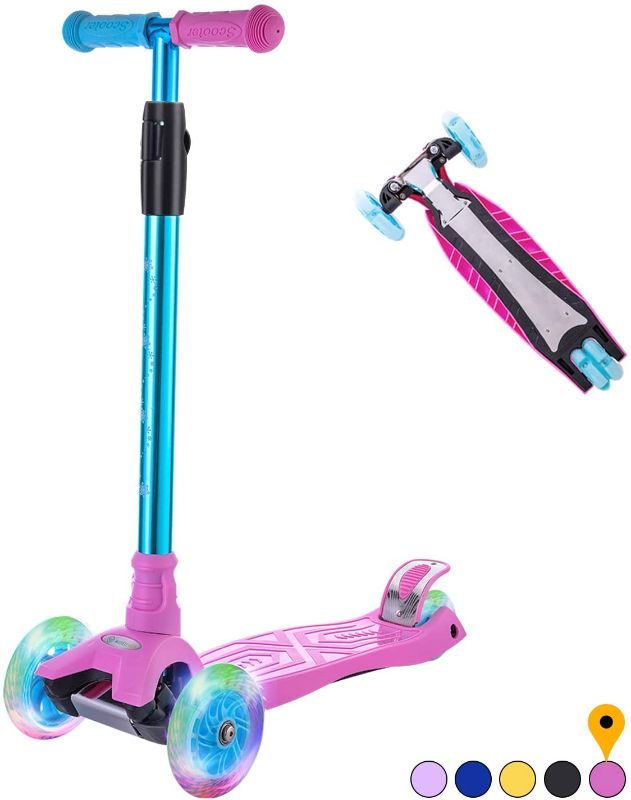 Photo 1 of WV WONDER VIEW Kick Scooter Kids Scooter 3 Wheel Scooter, 4 Height Adjustable Pu Wheels Extra Wide Deck Best Gifts for Kids, Boys Girls, Pink
