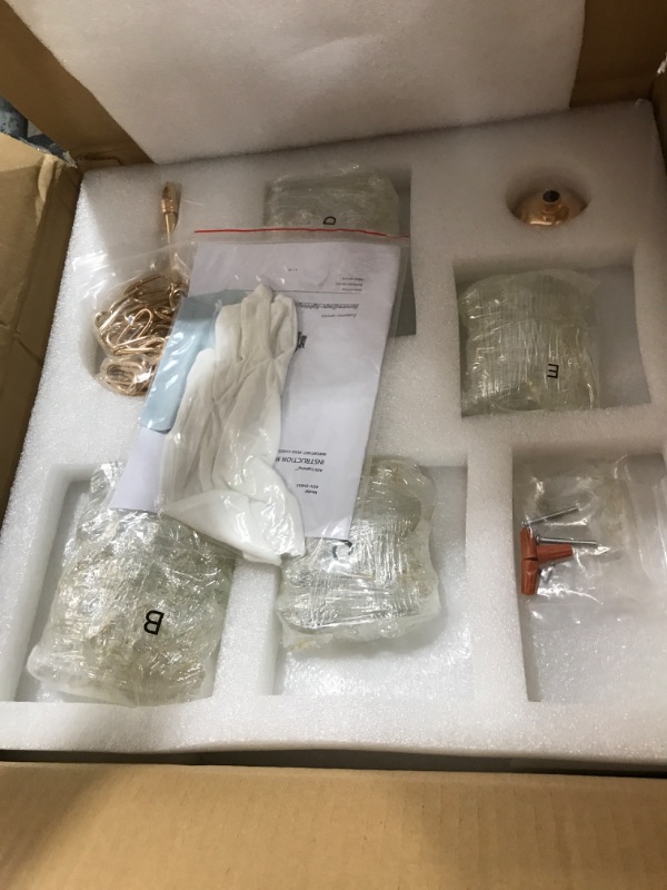 Photo 1 of AGV LIGHTING CH012G K9 Crystal Chandelier, Raindrop Chandelier Crystals Light, Modern Pendant Chandelier Lighting, E12 Base 6-Lights, Shine Gold Finish
