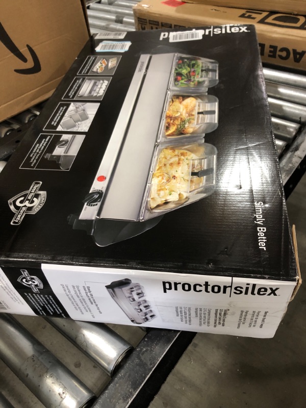 Photo 1 of Proctor Silex Buffet Server & Food Warmer, Adjustable Heat, for Parties, Holidays and Entertaining, Three 2.5 Quart Oven-Safe Chafing Dish Set, Stainless Steel