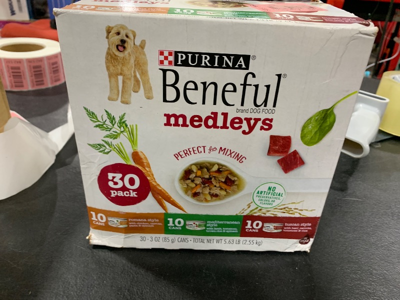 Photo 2 of Purina Beneful Wet Dog Food Variety Pack, Medleys Tuscan, Romana & Mediterranean Style - (Pack of 30) 3 oz. Cans bets before may 2026