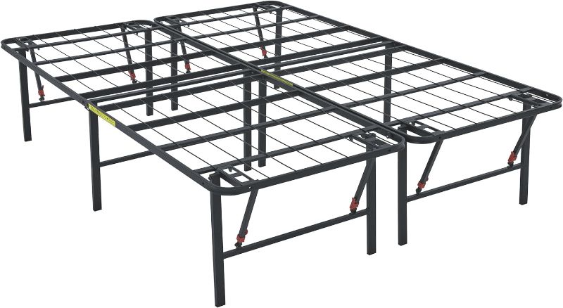 Photo 1 of Amazon Basics Bed Frame with Storage, Foldable Metal Platform, Sturdy Steel, No Box Spring Needed, 18 Inches High, Tool-Free Setup, King Size, Black
