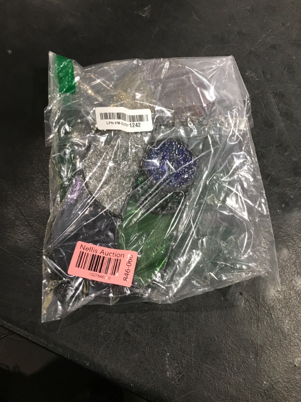 Photo 1 of Geometric Design Style Suncatchers Stained Glass Window Panel,Beautiful Fairshaped Tiffany Style Stained Glass Window Hanging with Chain (Flowing Color)