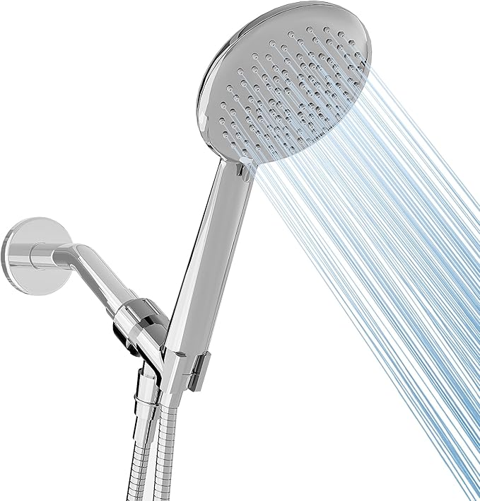 Photo 1 of Gabrylly Shower Head with handheld, High Pressure 5-Setting Handheld Shower Head Set with 59" Stainless Steel Shower Hose and Angle Adjustable Bracket, Chrome