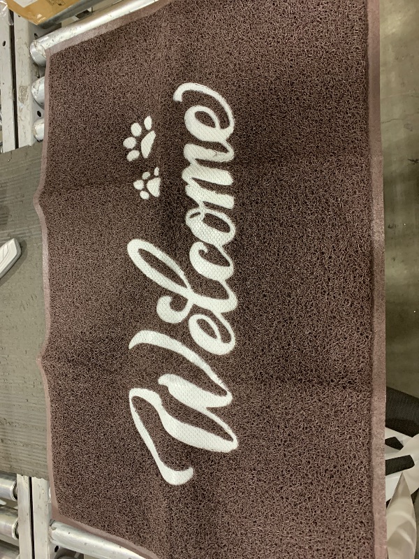 Photo 1 of 2 Welcome Mat Outdoor, 36x24 All-Season Waterproof Front Door Mat, All-Weather Quick Drying Doormat, Low Profile Indoor, Patio Porch Entryway Floor, Brown-White