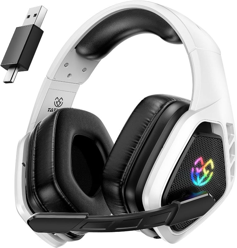 Photo 1 of Wireless Gaming Headset for PC, Ps5, Ps4, 2.4 Ghz USB & Type-C Gaming Headphones with Microphone, 30H Battery Bluetooth Headphones for Switch, Laptop, Mobile, Mac
