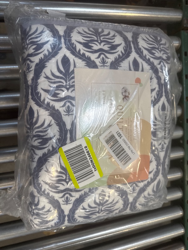 Photo 1 of Quilt King Size - 100% Cotton Floral Quilt Set Blue Farmhouse Soft King Bedspread Lightweight Comforter with 2 Pillow Shams