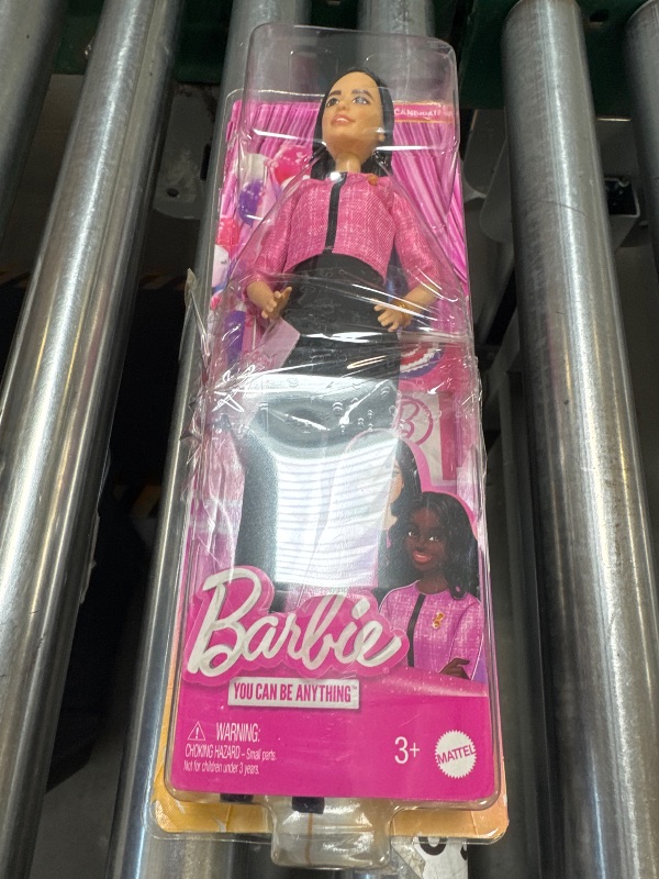 Photo 1 of Barbie Careers Doll & Accessories, Future Leader with Black Hair Wearing Outfit with 2 Golden Bracelets & “B” Pin, Includes Sticker for Kids