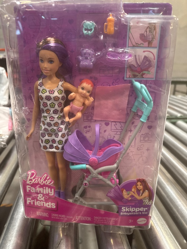 Photo 1 of Barbie Skipper Babysitters Inc Playset with Doll, Stroller, Baby Doll & 5 Accessories, Remove Stroller Seat for Carrier