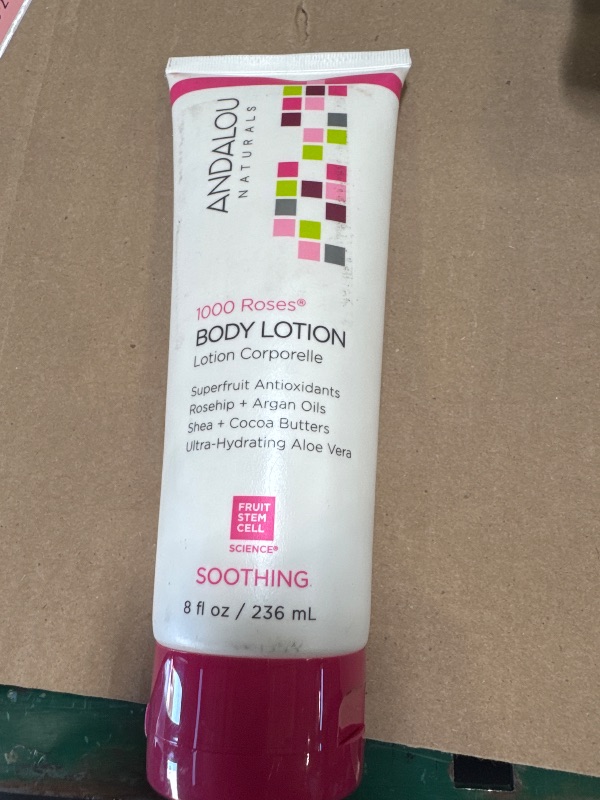 Photo 1 of Andalou Naturals 1000 Roses Soothing Body Lotion, with Cocoa + Shea Butter, Aloe & Rosehip, Hydrating Sensitive Skin Lotion for Dry Skin, 8 Fl. Oz