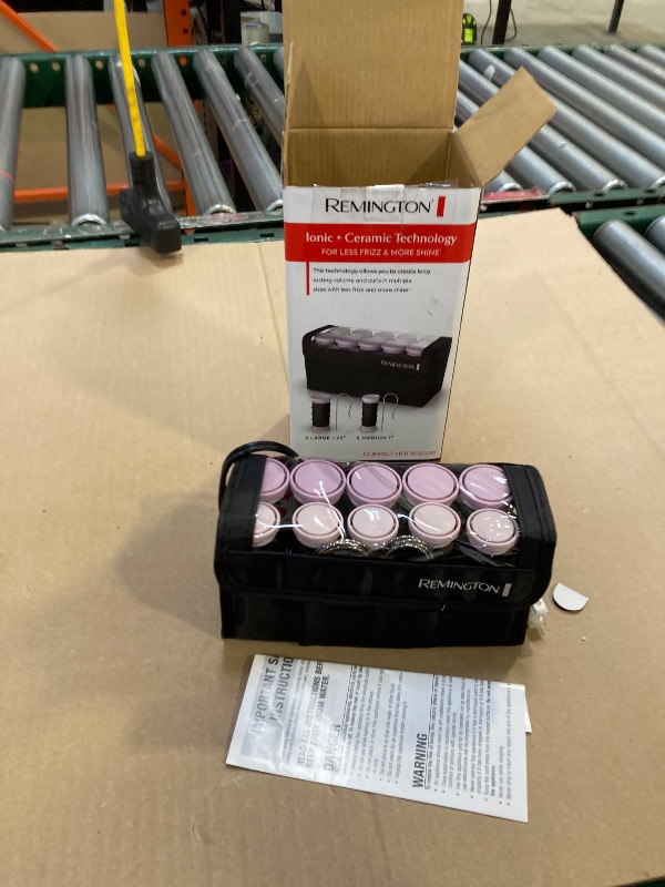 Photo 1 of Remington Compact Ceramic Dual Voltage Hot Rollers for Long and Short Hair, Hair Setters, Hair Curlers, 1-1 ¼" Purple/Black, 10 Piece Set