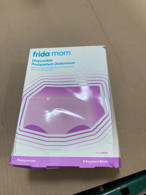 Photo 1 of Frida Mom Women's Postpartum Underwear, Disposable Boyshort Underwear, Seamless with Stretchy Support, Postpartum Essentials, Size Petite (Waist 23"-34" Stretched), 8 Count Feminine Care, Grey